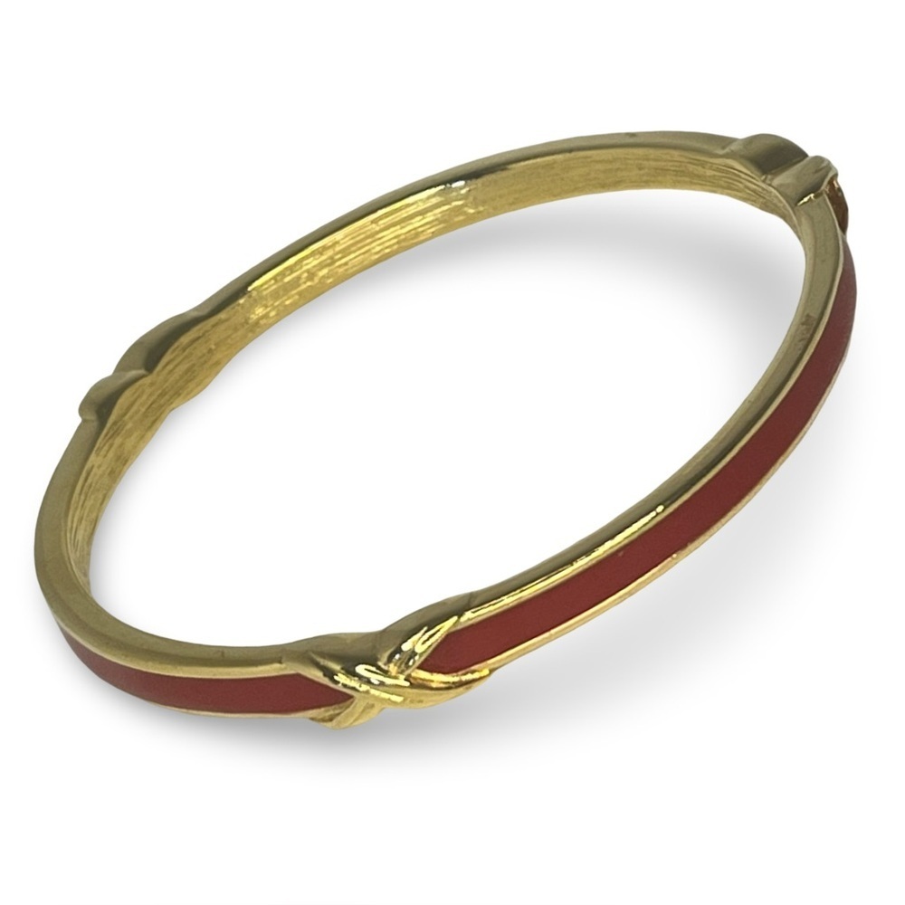 Vintage Monet Gold and Red Enamel “X” Bangle Bracelet